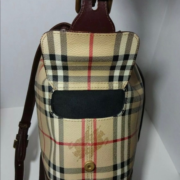 BURBERRY Haymarket Drawstring Bucket Shoulder Bag - Picture 10 of 12